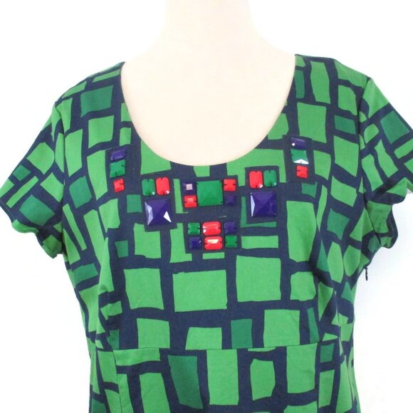 Boden Green Jeweled Summer Dress US 16 L - Picture 3 of 6